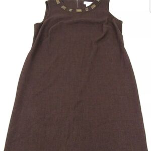 Le Bos Women's Plus Size 16WP Brown Knee-Length Sleeveless Beaded Dress